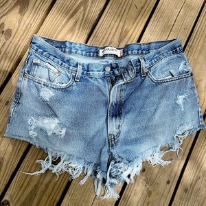 Levi’s Distressed Cut Off High Rise Frayed Denim